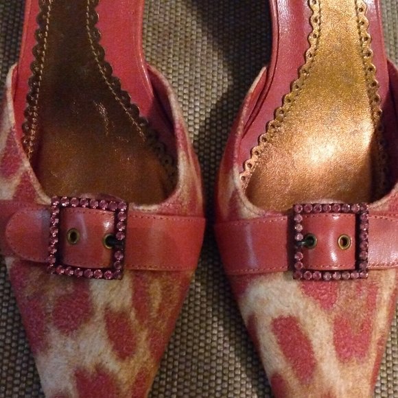 ❤️ISABELLA FIORE Rose Leopard / Pink Crystal Kitten Heel Shoes 7.5 - Picture 3 of 7